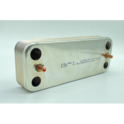 Теплообменник вторичный Ariston Microgenus, Baxi 12 пластин 17B2071206 Теплообменник вторичный Ariston Microgenus, Baxi 12 пластин 17B2071206
